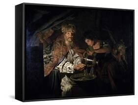 Pilate Washing His Hands-Matthias Stom-Framed Stretched Canvas