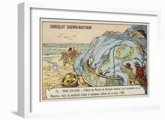 Pilatre De Rozier and Romain's Unsuccessful Attempt to Cross the English Channel in a Balloon, 1785-null-Framed Giclee Print