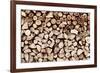 Pile of Brown Wood Logs Background, Pattern. Vintage Tone-Michal Bednarek-Framed Photographic Print