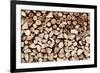 Pile of Brown Wood Logs Background, Pattern. Vintage Tone-Michal Bednarek-Framed Photographic Print