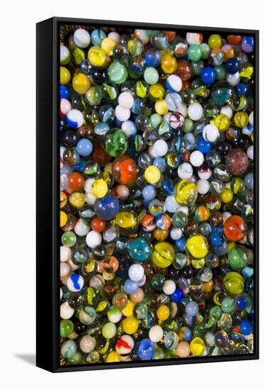 Pile of glass marbles, Williamsburg, Brooklyn, New York, Usa.-Julien McRoberts-Framed Stretched Canvas