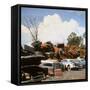 Pile of Rusting Cars in Automobile Junkyard-Walker Evans-Framed Stretched Canvas