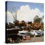 Pile of Rusting Cars in Automobile Junkyard-Walker Evans-Stretched Canvas
