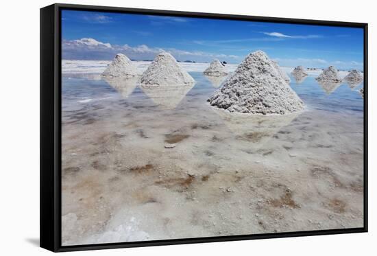 Piles of Salt on the Surface of the Salar De Uyuni Salt Lake, Bolivia-zanskar-Framed Stretched Canvas