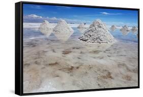 Piles of Salt on the Surface of the Salar De Uyuni Salt Lake, Bolivia-zanskar-Framed Stretched Canvas