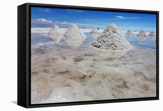Piles of Salt on the Surface of the Salar De Uyuni Salt Lake, Bolivia-zanskar-Framed Stretched Canvas