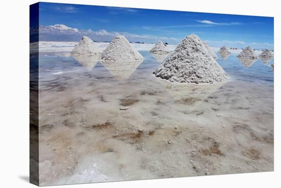 Piles of Salt on the Surface of the Salar De Uyuni Salt Lake, Bolivia-zanskar-Stretched Canvas