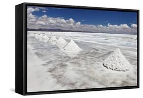 Piles of Salt on the Surface of the Salar De Uyuni Salt Lake, Bolivia-zanskar-Framed Stretched Canvas