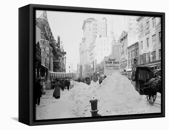 Piles of Snow on Broadway, after Storm, New York-null-Framed Stretched Canvas