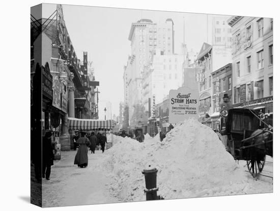 Piles of Snow on Broadway, after Storm, New York-null-Stretched Canvas