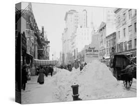 Piles of Snow on Broadway, after Storm, New York-null-Stretched Canvas