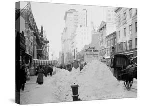 Piles of Snow on Broadway, after Storm, New York-null-Stretched Canvas