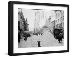 Piles of Snow on Broadway, after Storm, New York-null-Framed Photo
