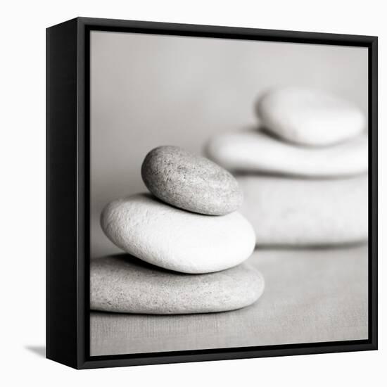 Piles of Stones BW 01-Tom Quartermaine-Framed Stretched Canvas