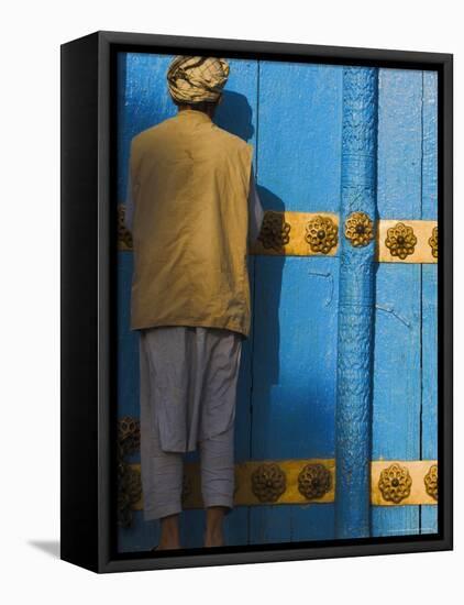 Pilgrim at the Shrine of Hazrat Ali, Mazar-I-Sharif, Afghanistan-Jane Sweeney-Framed Stretched Canvas