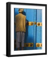 Pilgrim at the Shrine of Hazrat Ali, Mazar-I-Sharif, Afghanistan-Jane Sweeney-Framed Photographic Print