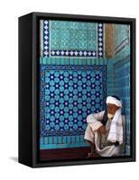 Pilgrim at the Shrine of Hazrat Ali, Who was Assassinated in 661, Mazar-I-Sharif, Afghanistan-Jane Sweeney-Framed Stretched Canvas