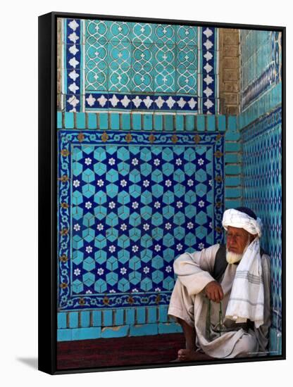 Pilgrim at the Shrine of Hazrat Ali, Who was Assassinated in 661, Mazar-I-Sharif, Afghanistan-Jane Sweeney-Framed Stretched Canvas