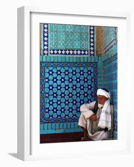 Pilgrim at the Shrine of Hazrat Ali, Who was Assassinated in 661, Mazar-I-Sharif, Afghanistan-Jane Sweeney-Framed Photographic Print