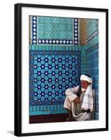 Pilgrim at the Shrine of Hazrat Ali, Who was Assassinated in 661, Mazar-I-Sharif, Afghanistan-Jane Sweeney-Framed Photographic Print