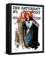 "Pilgrim Collecting Sap," Saturday Evening Post Cover, February 25, 1928-Elbert Mcgran Jackson-Framed Stretched Canvas