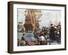 Pilgrim Fathers Boarding the Mayflower-null-Framed Giclee Print
