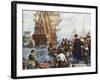 Pilgrim Fathers Boarding the Mayflower-null-Framed Giclee Print