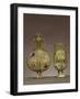 Pilgrim Flask and Glass, Decorated in Polychrome Enamel with Animal and Plant Motifs, Spain-null-Framed Giclee Print