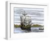 Pilgrim Landing Party from the Mayflower in Plymouth Harbor-null-Framed Premium Giclee Print