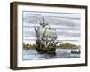 Pilgrim Landing Party from the Mayflower in Plymouth Harbor-null-Framed Giclee Print