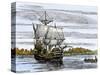 Pilgrim Landing Party from the Mayflower in Plymouth Harbor-null-Stretched Canvas