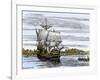 Pilgrim Landing Party from the Mayflower in Plymouth Harbor-null-Framed Giclee Print