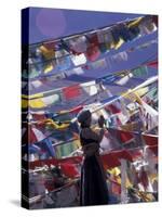 Pilgrim Praying Among Flags, Tibet-Keren Su-Stretched Canvas