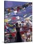 Pilgrim Praying Among Flags, Tibet-Keren Su-Stretched Canvas