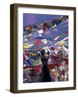 Pilgrim Praying Among Flags, Tibet-Keren Su-Framed Photographic Print