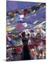 Pilgrim Praying Among Flags, Tibet-Keren Su-Mounted Photographic Print