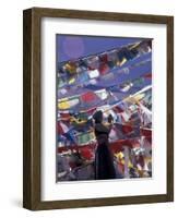 Pilgrim Praying Among Flags, Tibet-Keren Su-Framed Photographic Print