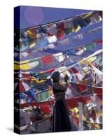 Pilgrim Praying Among Flags, Tibet-Keren Su-Stretched Canvas