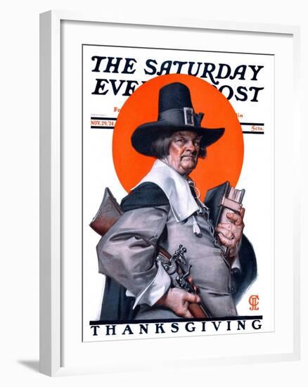 "Pilgrim," Saturday Evening Post Cover, November 29, 1924-Joseph Christian Leyendecker-Framed Giclee Print