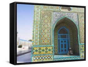 Pilgrim Sits in a Niche at the Shrine of Hazrat Ali, Mazar-I-Sharif, Afghanistan-Jane Sweeney-Framed Stretched Canvas