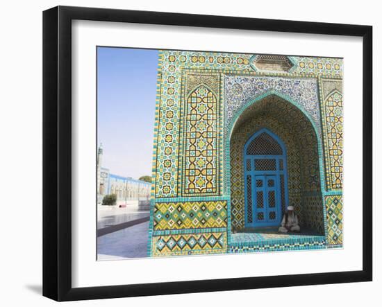 Pilgrim Sits in a Niche at the Shrine of Hazrat Ali, Mazar-I-Sharif, Afghanistan-Jane Sweeney-Framed Premium Photographic Print