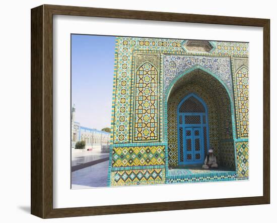 Pilgrim Sits in a Niche at the Shrine of Hazrat Ali, Mazar-I-Sharif, Afghanistan-Jane Sweeney-Framed Photographic Print