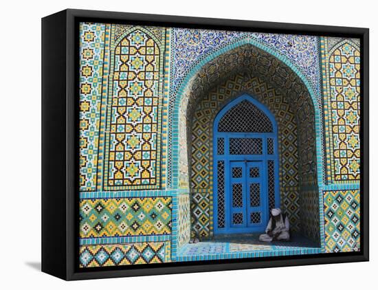 Pilgrim Sits in a Niche at the Shrine of Hazrat Ali, Mazar-I-Sharif, Afghanistan-Jane Sweeney-Framed Stretched Canvas