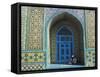 Pilgrim Sits in a Niche at the Shrine of Hazrat Ali, Mazar-I-Sharif, Afghanistan-Jane Sweeney-Framed Stretched Canvas