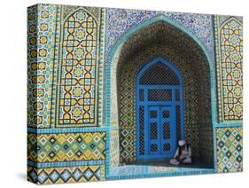 Pilgrim Sits in a Niche at the Shrine of Hazrat Ali, Mazar-I-Sharif, Afghanistan-Jane Sweeney-Stretched Canvas