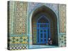 Pilgrim Sits in a Niche at the Shrine of Hazrat Ali, Mazar-I-Sharif, Afghanistan-Jane Sweeney-Stretched Canvas