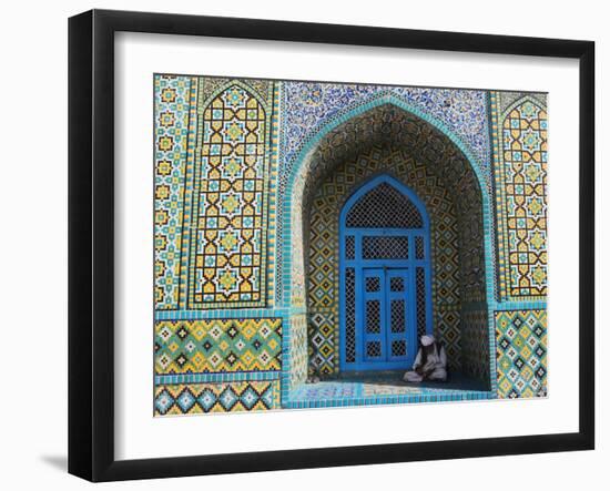 Pilgrim Sits in a Niche at the Shrine of Hazrat Ali, Mazar-I-Sharif, Afghanistan-Jane Sweeney-Framed Photographic Print