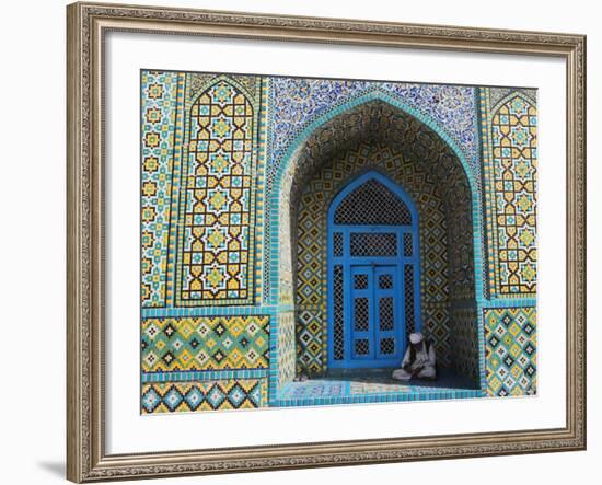 Pilgrim Sits in a Niche at the Shrine of Hazrat Ali, Mazar-I-Sharif, Afghanistan-Jane Sweeney-Framed Photographic Print