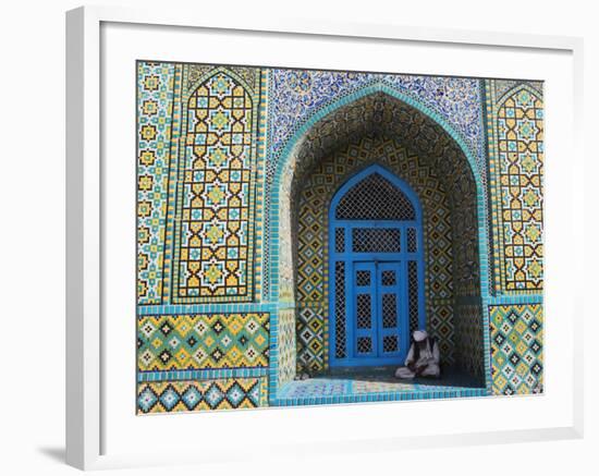 Pilgrim Sits in a Niche at the Shrine of Hazrat Ali, Mazar-I-Sharif, Afghanistan-Jane Sweeney-Framed Photographic Print