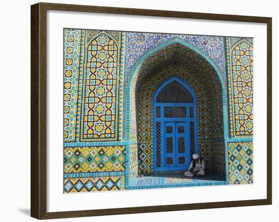 Pilgrim Sits in a Niche at the Shrine of Hazrat Ali, Mazar-I-Sharif, Afghanistan-Jane Sweeney-Framed Photographic Print